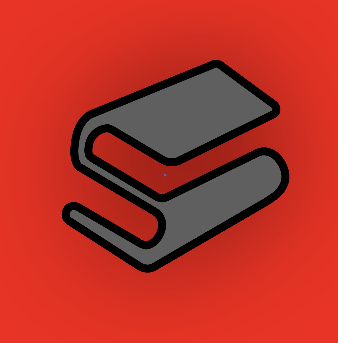 The Storyteller Sessions S, formed by two stacked books on red